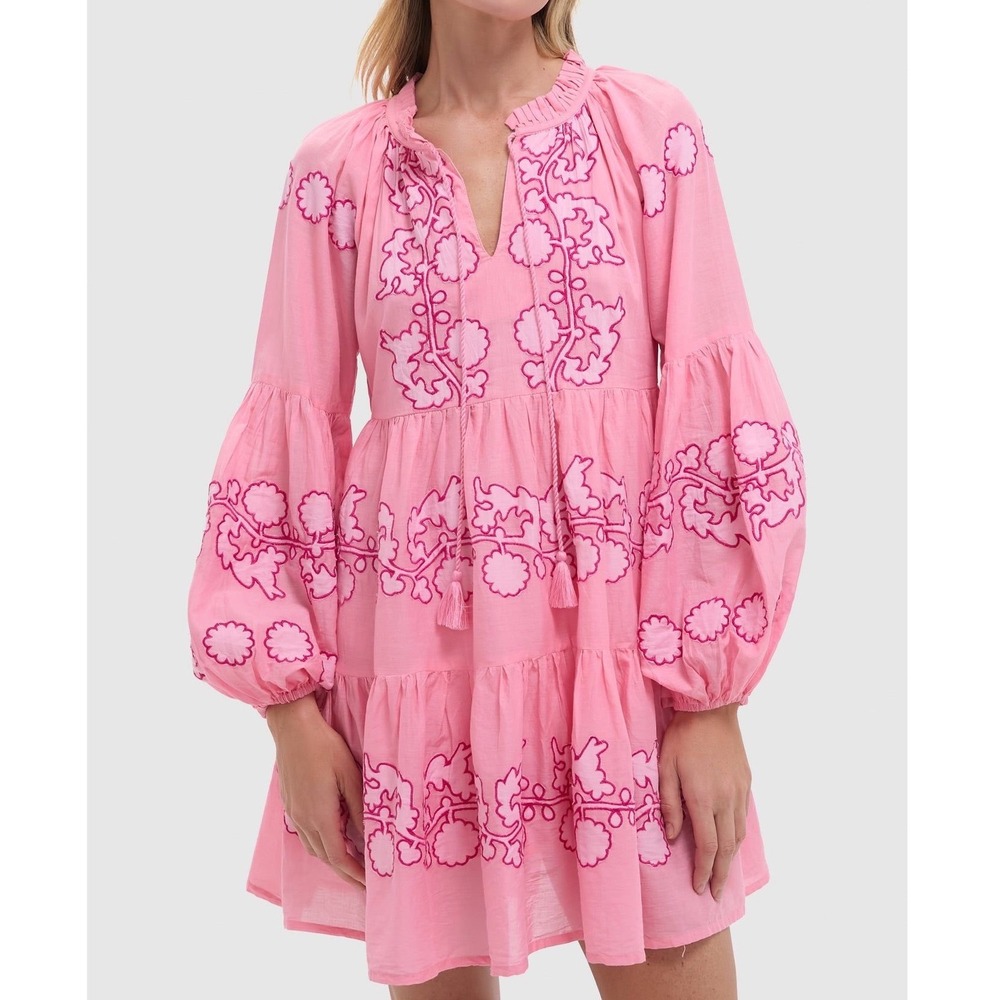 Retails $360!!  Oliphant Pink Embroidered Mini Dress